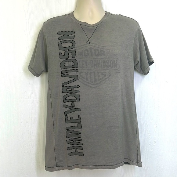 Harley-Davidson Other - Harley Davidson - Vertical Harley Logo Faux Stitching Harley Short Sleeve T Med